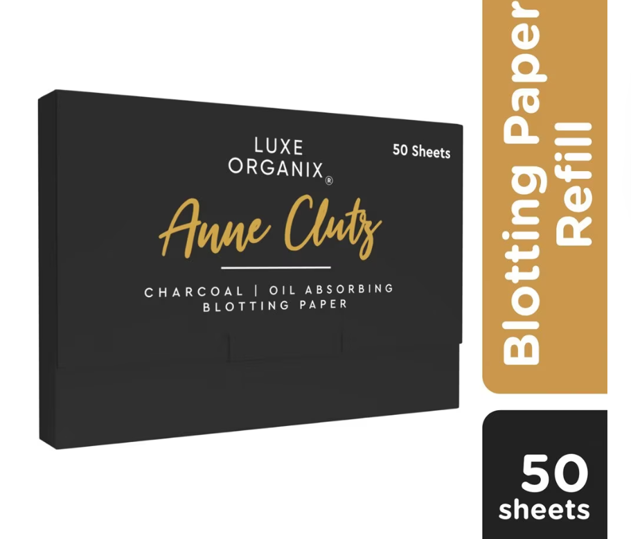 Luxe Organix Anne Clutz Charcoal Oil Absorbing Blotting Paper Refill 50 Sheets